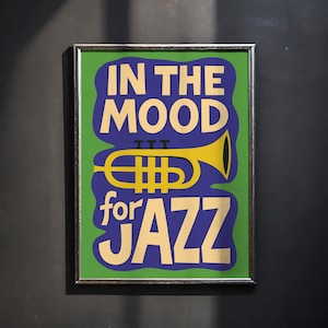Retro Jazz Trumpet Poster: &quot;In the Mood for Jazz&quot; Print