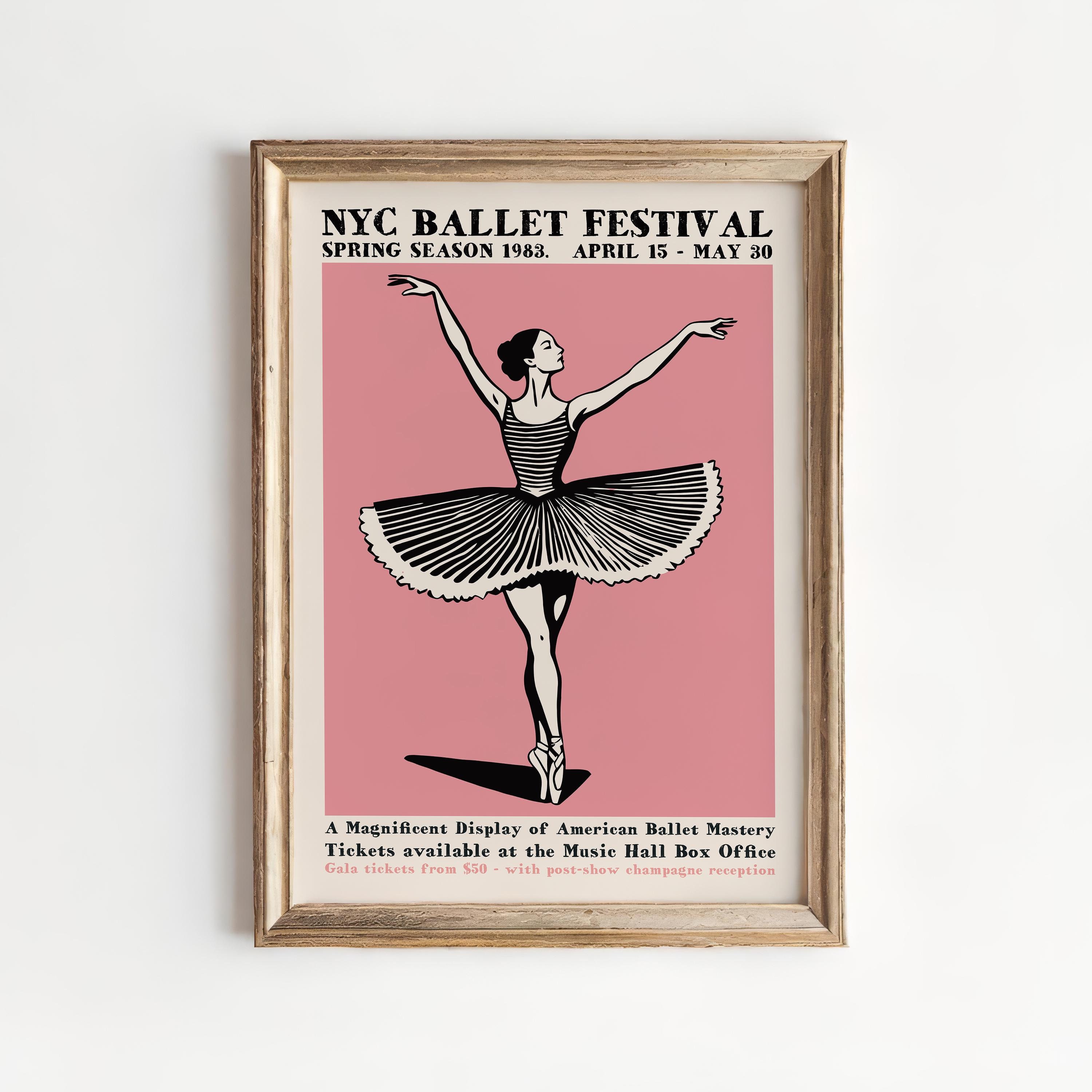 NYC Ballet Festival Poster 1983 | Retro Dance Wall Art Print