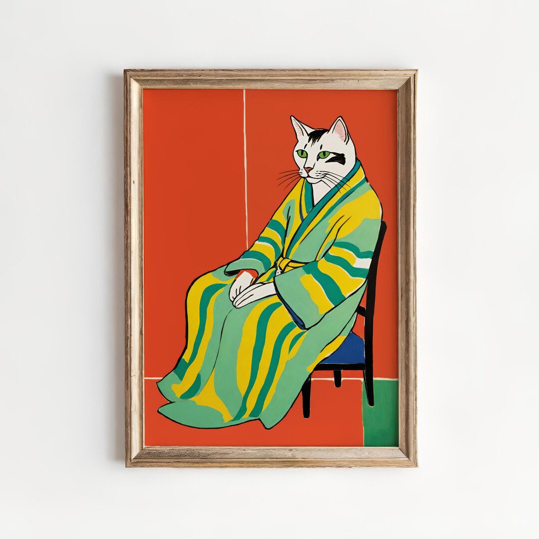 Cat in Kimono Art Print - Japanese Poster - Unique Cat Lover Gift ...