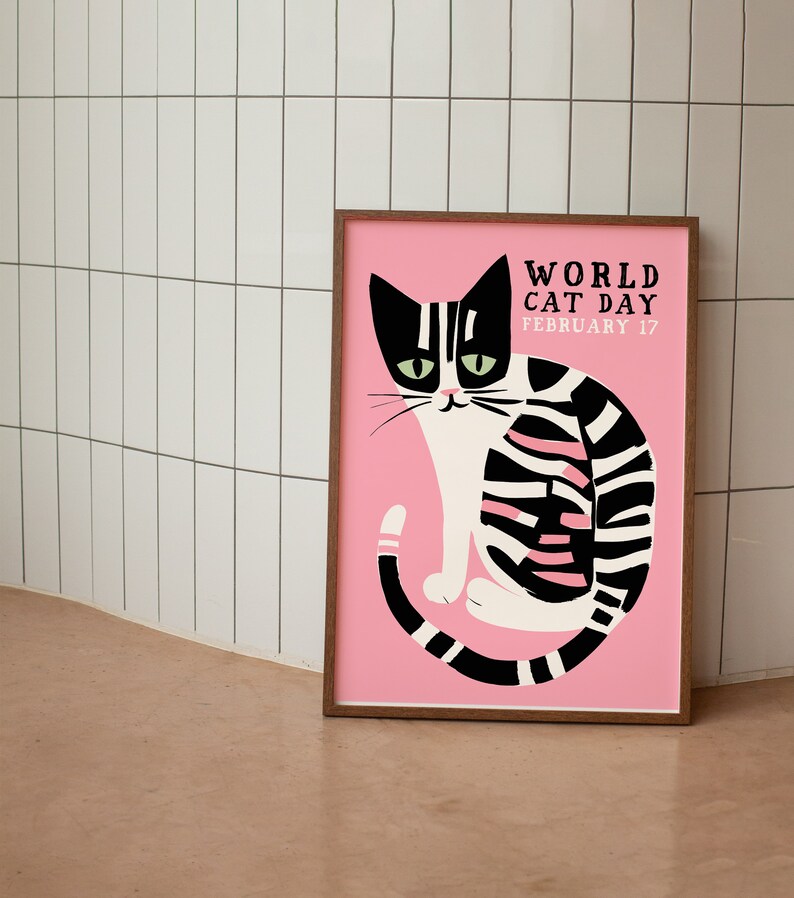 World Cat Day Poster Cute Artwork for Enhancing Walls Etsy