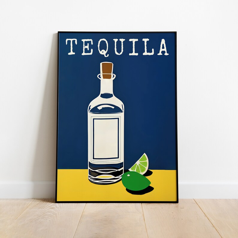 TEQUILA Retro Poster Retro Kitchen Decor Bar Art Cocktail Etsy