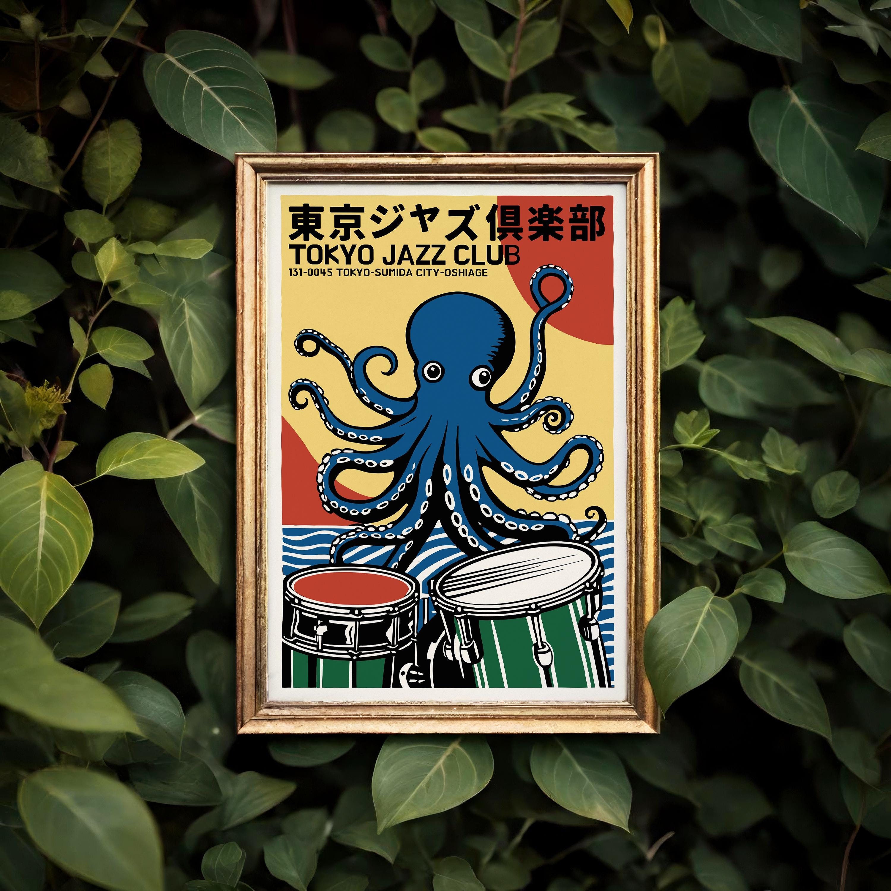 Tokyo Jazz Club – Octopus Drums Japanese Retro Vintage Wall Decor