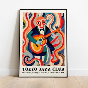 Tokyo Jazz Club Poster: Octopus Guitar Player, Mid-Century Modern Art Print