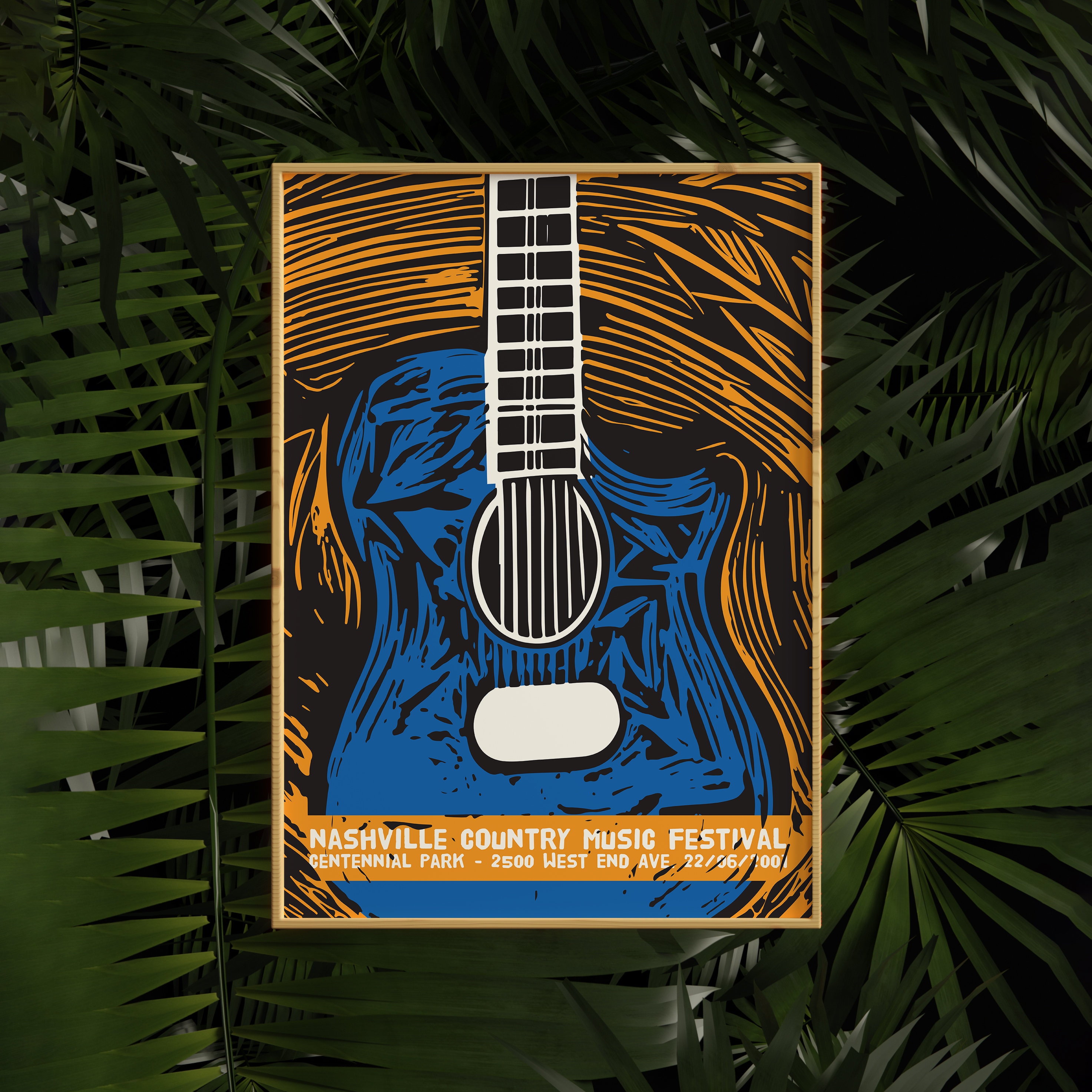 Nashville Country Music Festival Guitar Art Print: 1960s