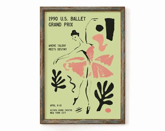 Ballet Grand Prix Poster - 1990 Giclée Fine Art Print - Elegant Dance Wall Decor