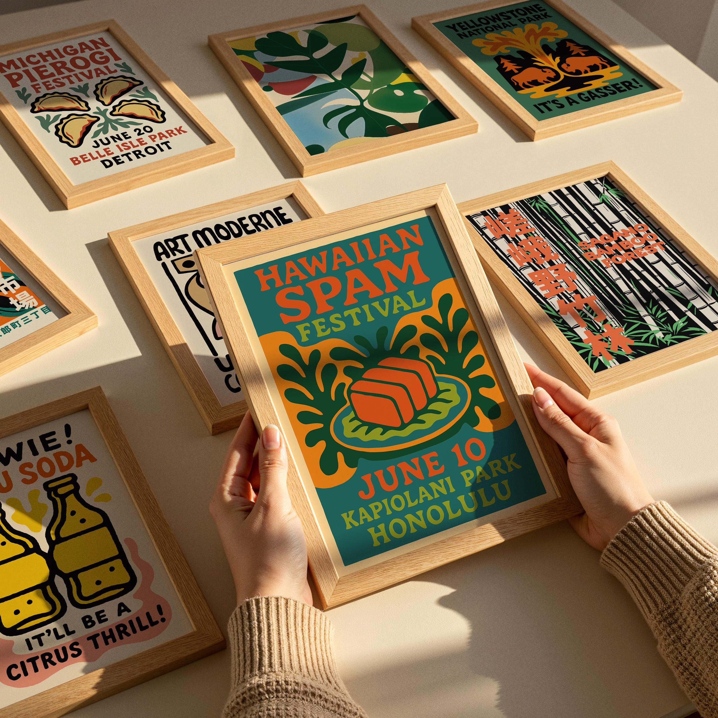 Hawaiian Spam Festival Poster - Tropical Wall Art Kitchen Decor