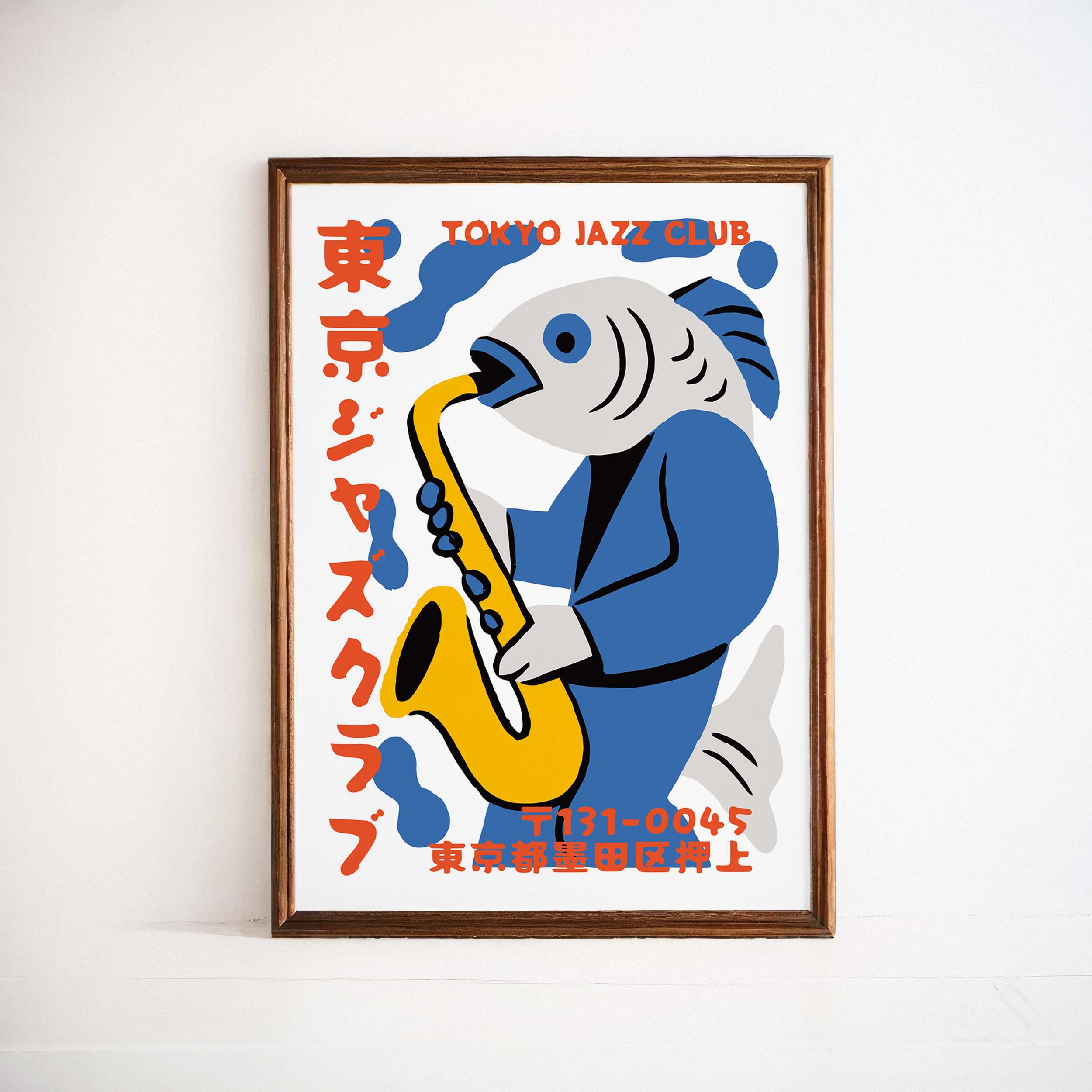 Tokyo Jazz Club - Vintage Music Poster Retro Japanese Fish