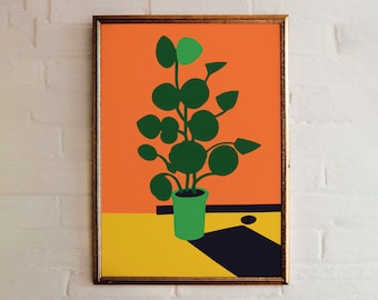 Mid Century Modern Plant Print: Retro Floral Art Deco Wall Decor