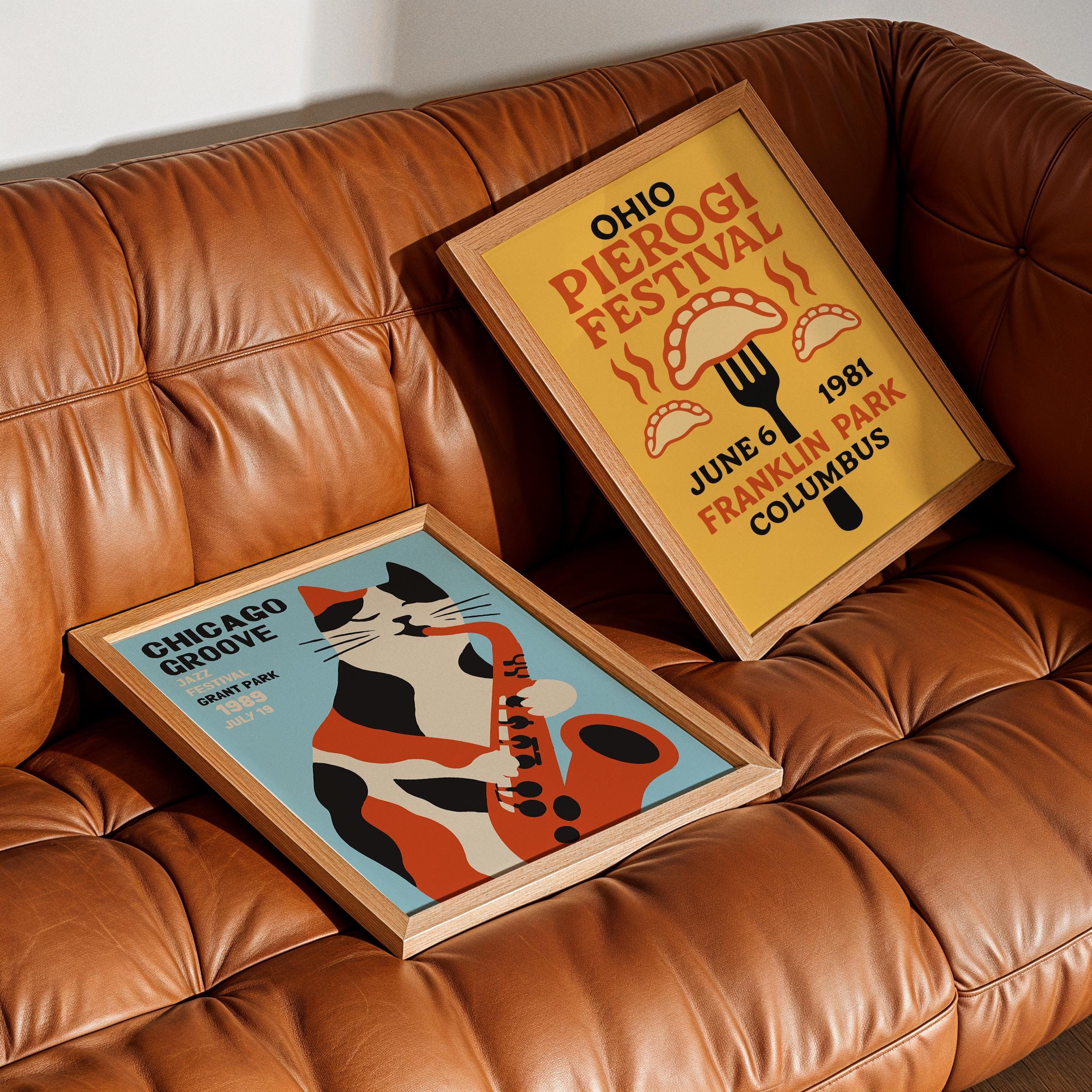 Chicago Jazz Cat Poster - 1989 Festival, Mid Century Wall Art