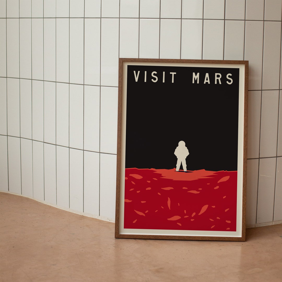 VISIT MARS POSTER Red Minimalist Posters Geometric Space Art Print Nasa Posters Spacex