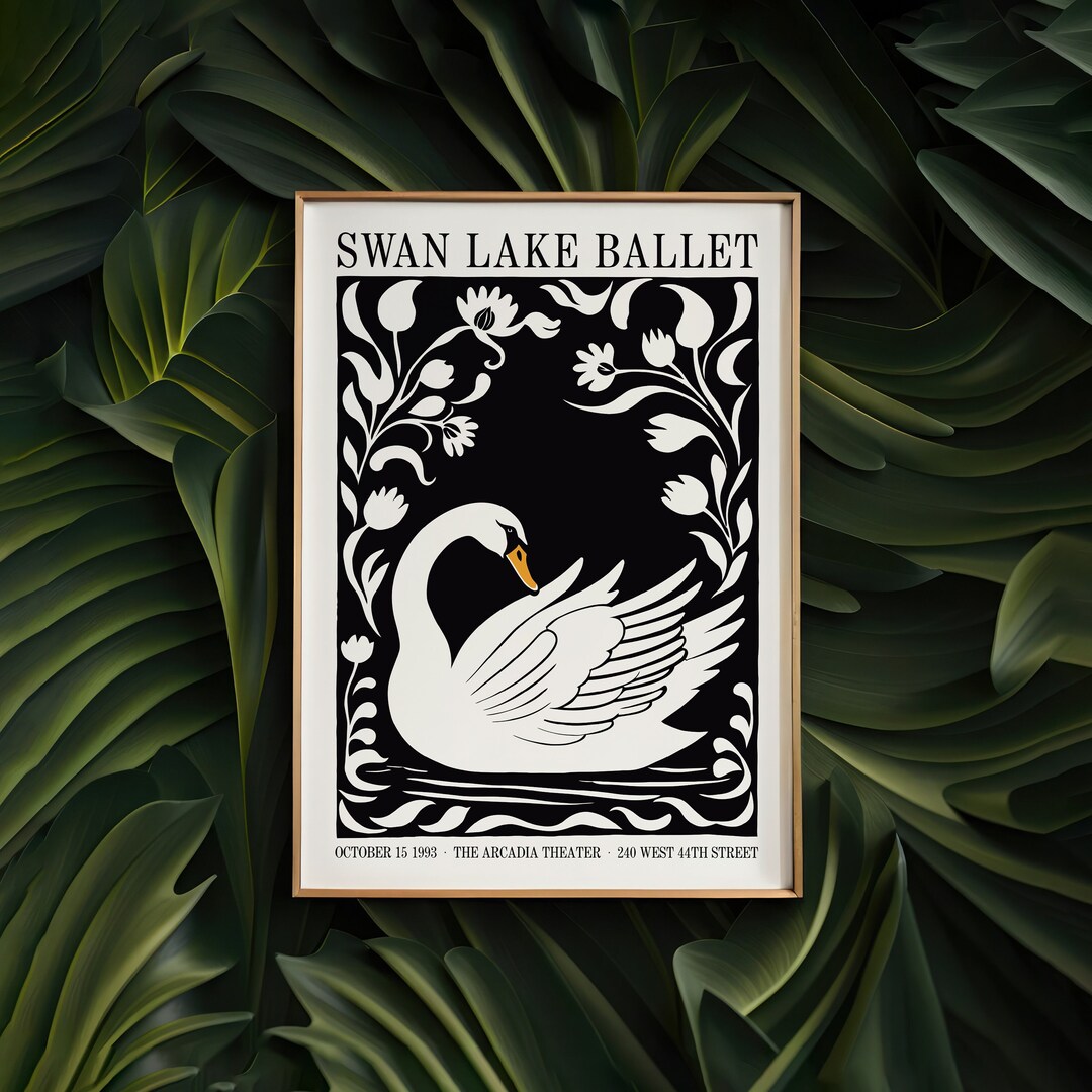 1993 Swan Lake Ballet Retro Poster - Classic Ballerina Art Print for ...