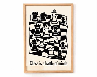 Chess Poster - Giclée Fine Art Print - Strategic Game Intellectual Wall Decor Vintage