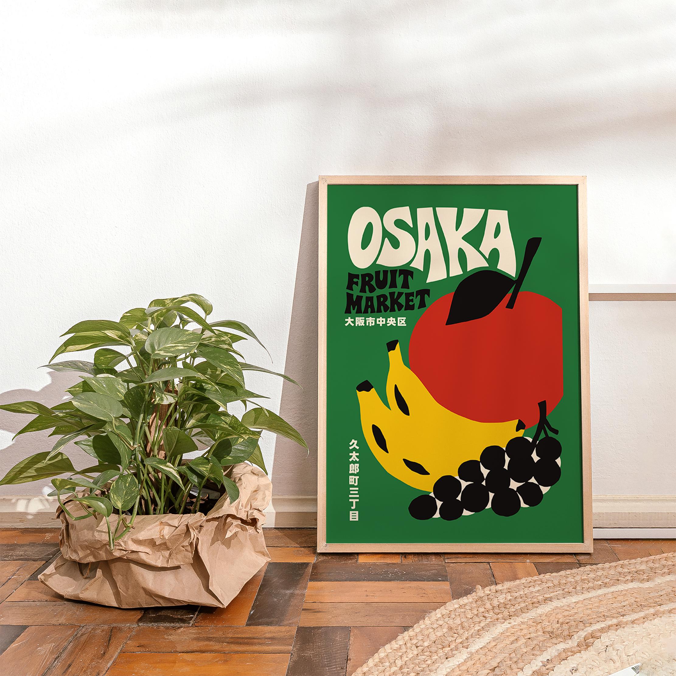 Osaka Fruit Market Poster - Japanese Kitchen Decor, Retro Food