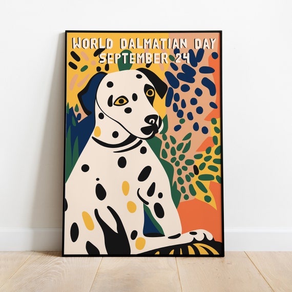 Print große für Wanddeko DAY DALMATIAN - Poster Illustration WORLD Drucke Dalmatiner Original Österreich Eingangsbereich Liebhaber. Etsy süßes Blumenportrait