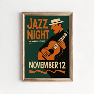 Retro Jazz Night Poster: Illustrated Musician Art Print