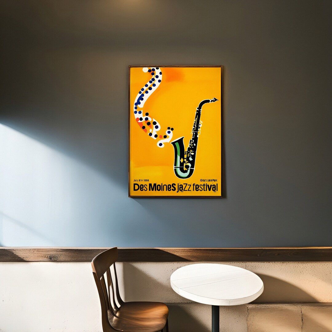 1996 Des Moines Jazz Festival Poster - Saxophone Wall Art