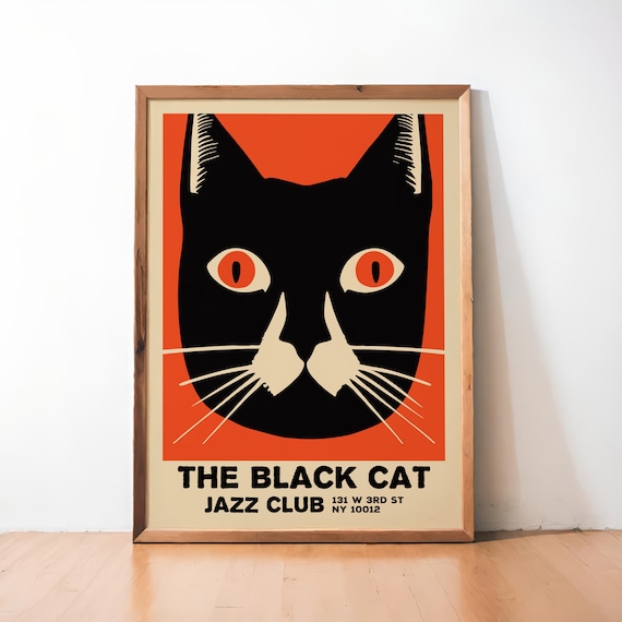 Black Cat Jazz Club Poster: Vintage Style Illustration - Etsy
