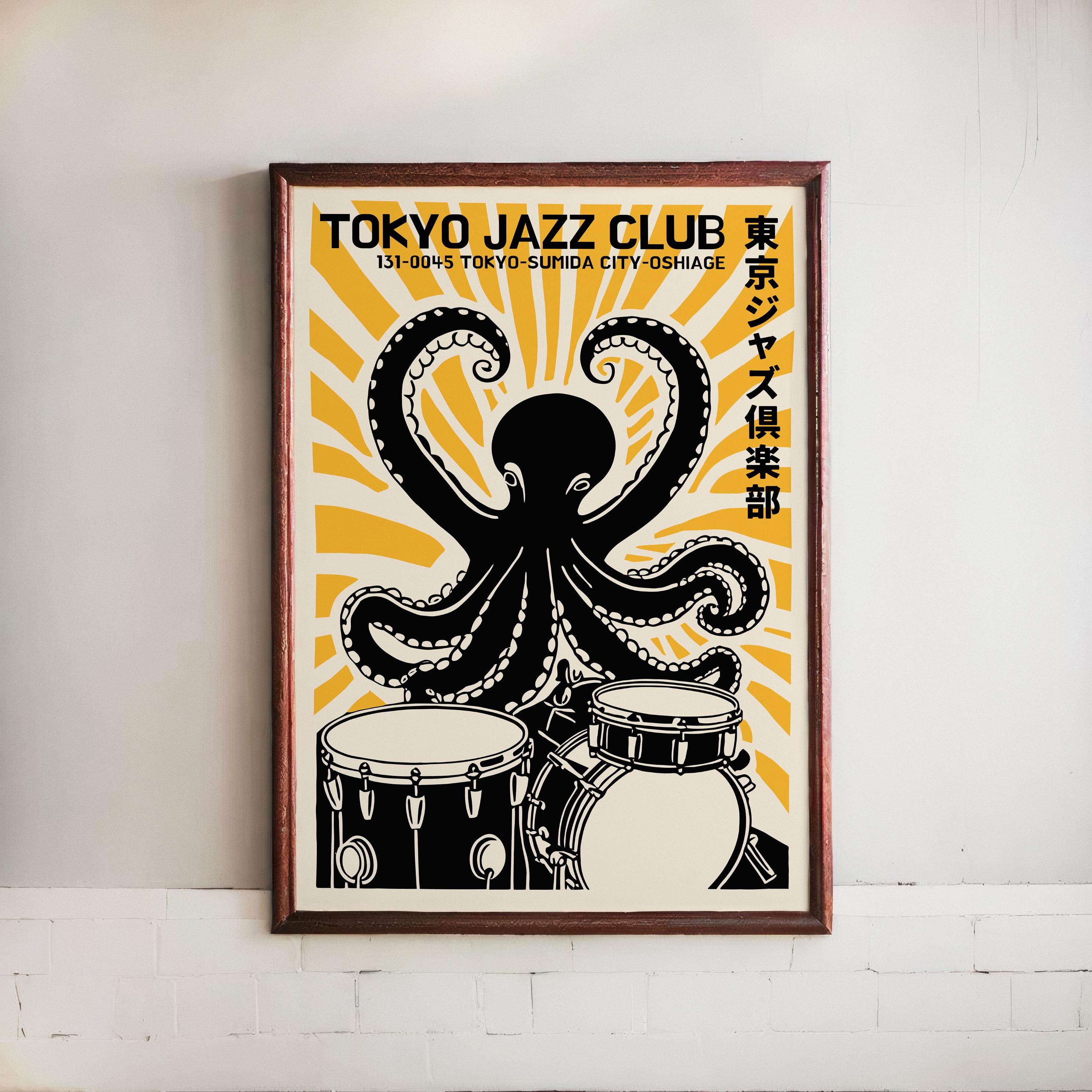Tokyo Jazz Club Poster - Octopus Print - Japanese Music Wall Art