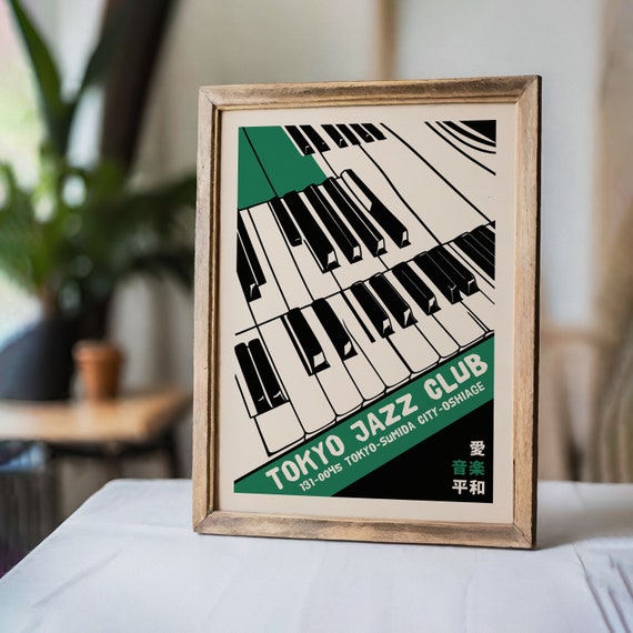 Tokyo Jazz Club Poster - Retro Piano Keyboard Art - Sumida
