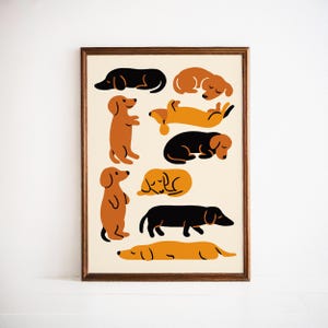 Dachshund Art Print | Cute Wiener Funny Dog Poster, Sausage Pet Wall Decor, Home Office, Nursery Gift Idea, Doxie Lover