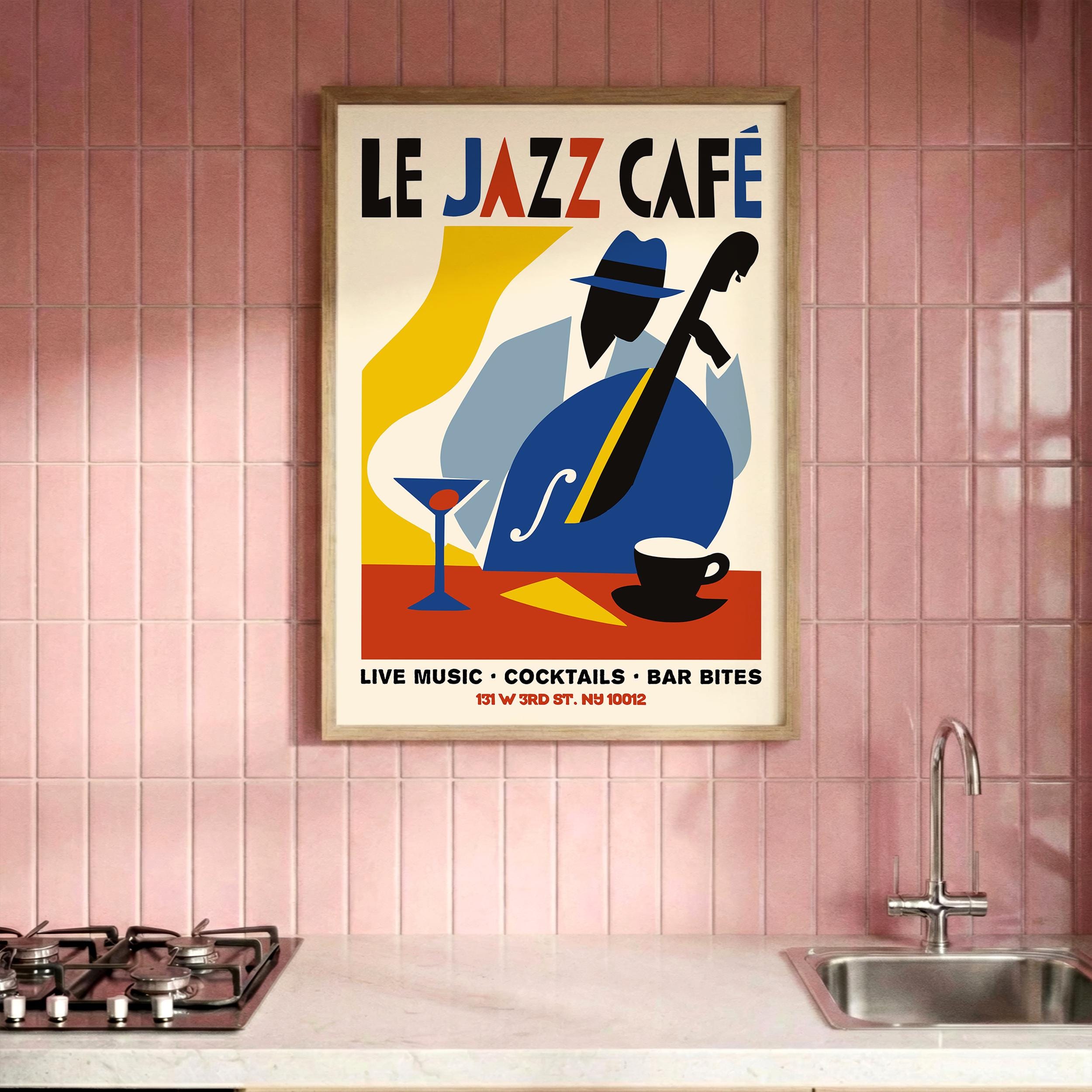 Jazz Cafe Poster - Mid Century Modern Music Print - French Bistro