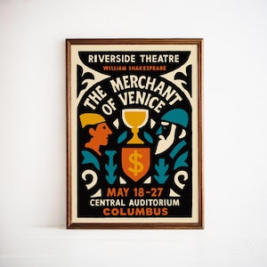 Merchant of Venice Play Poster: Shakespeare Art Print, Theatre Decor