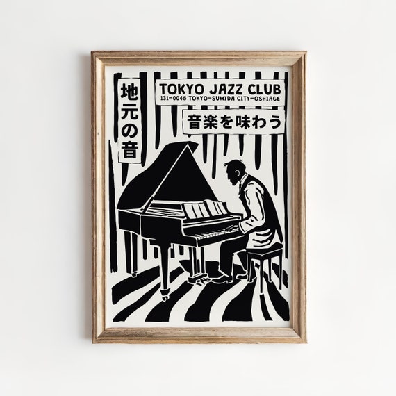 Tokyo Jazz Club Poster Japanese Jazz Music Decor, Unique Wall Art for Music Lovers, Retro Music Scene, Black and White Pianist Art Print - Etsy Tokyo Jazz Club Poster Japanese Jazz Music Decor, Unique Wall Art for Music Lovers, Retro Music Scene, Black and White Pianist Art Print - Etsy
