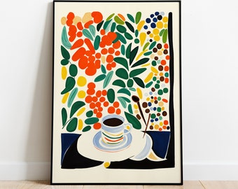 Artistic Coffee Wall Art - Modern Kitchen Decor, Retro Mid Century Modern, Painting Wall Art Print, Watercolour Illustration | Barisa Poster