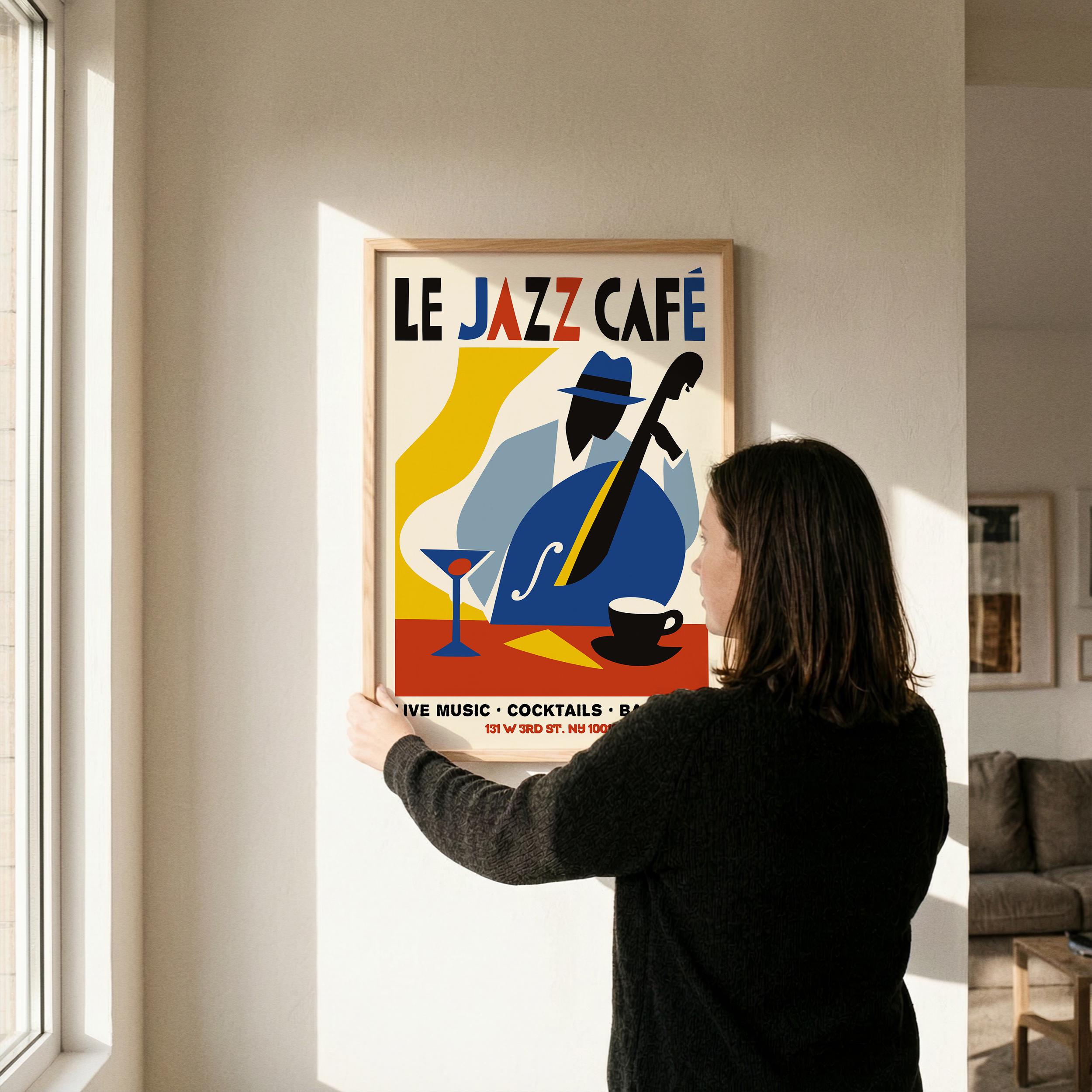 Jazz Cafe Poster - Mid Century Modern Music Print - French Bistro