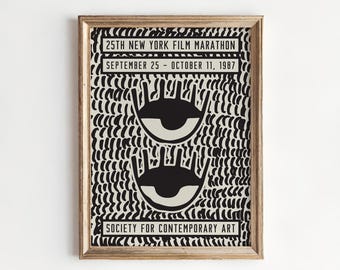 New York Film Marathon 1987 Poster - Cinema Movie Society Contemporary Art Video Living Room