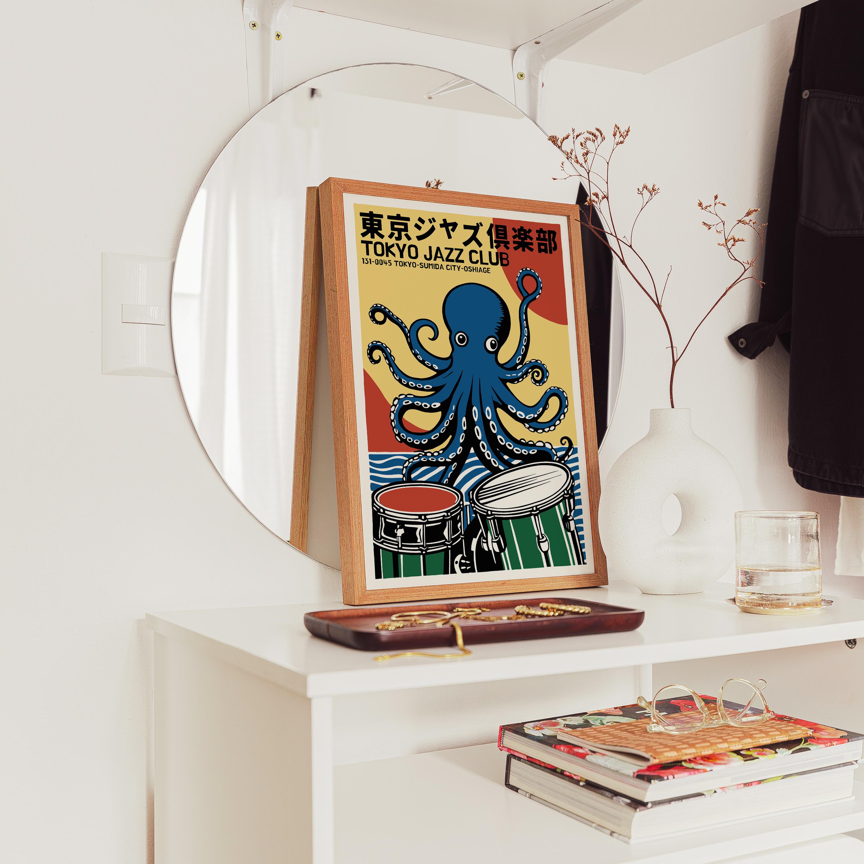 Tokyo Jazz Club – Octopus Drums Japanese Retro Vintage Wall Decor
