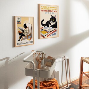 National Library Week Poster With Charming Cat Design - Celebrate ...