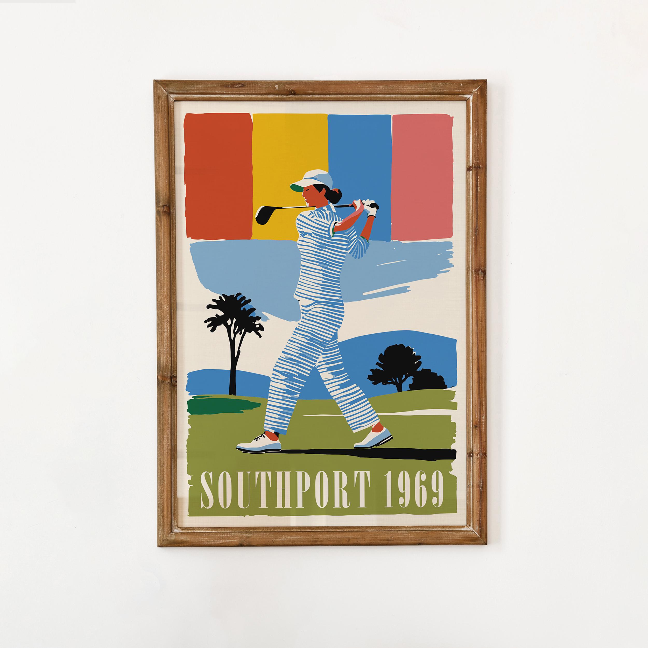1969 Southport Golf Poster (giclée Fine Art Print) - Vintage