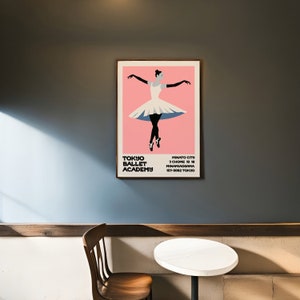 Tokyo Ballet Academy Poster, Elegant Ballerina Dance Wall Art, Pink and Black Minimalist Decor, Collectible Japanese Ballet Print image 6