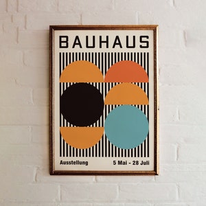 Geometrisches Bauhaus Poster - Ausstellung / Ausstellung Wall Art Print - Blaue minimalistische Poster - Großes 50x36 Mailed Wanddekor - Vintage Kunst
