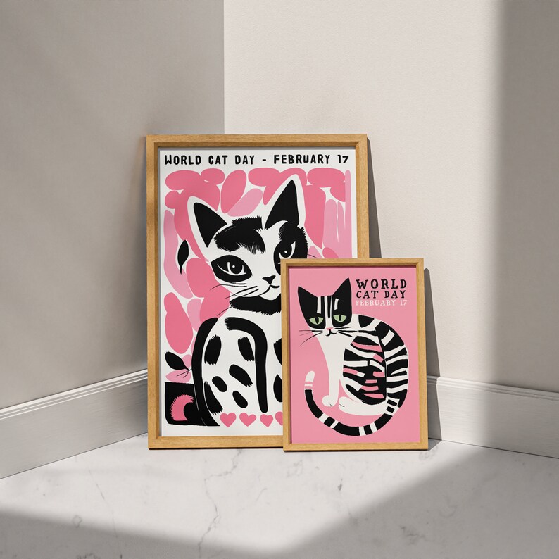 World Cat Day Poster Cute Artwork for Enhancing Walls Etsy