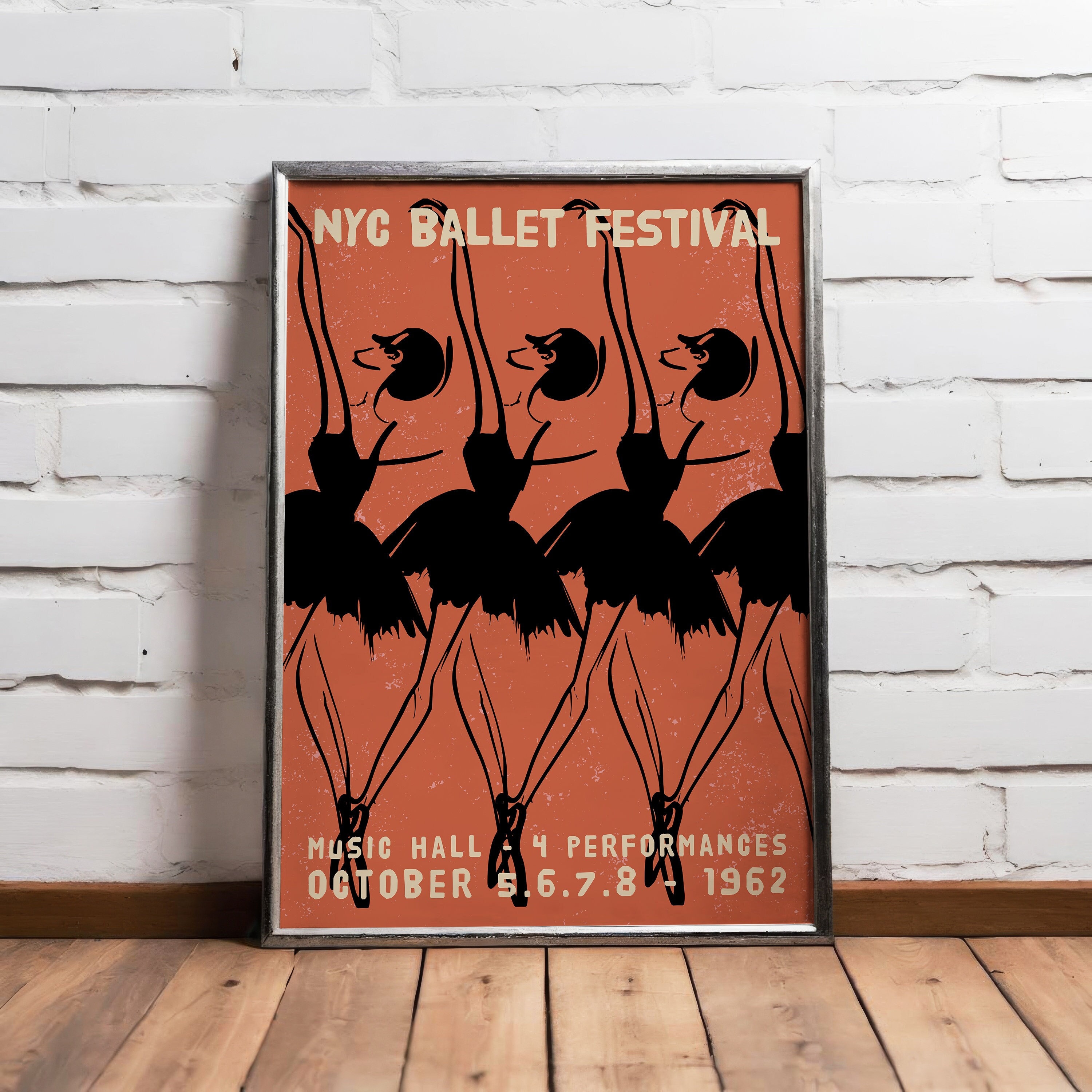 NYC Ballet Festival 1962 Poster – Retro Dance Wall Art Classical