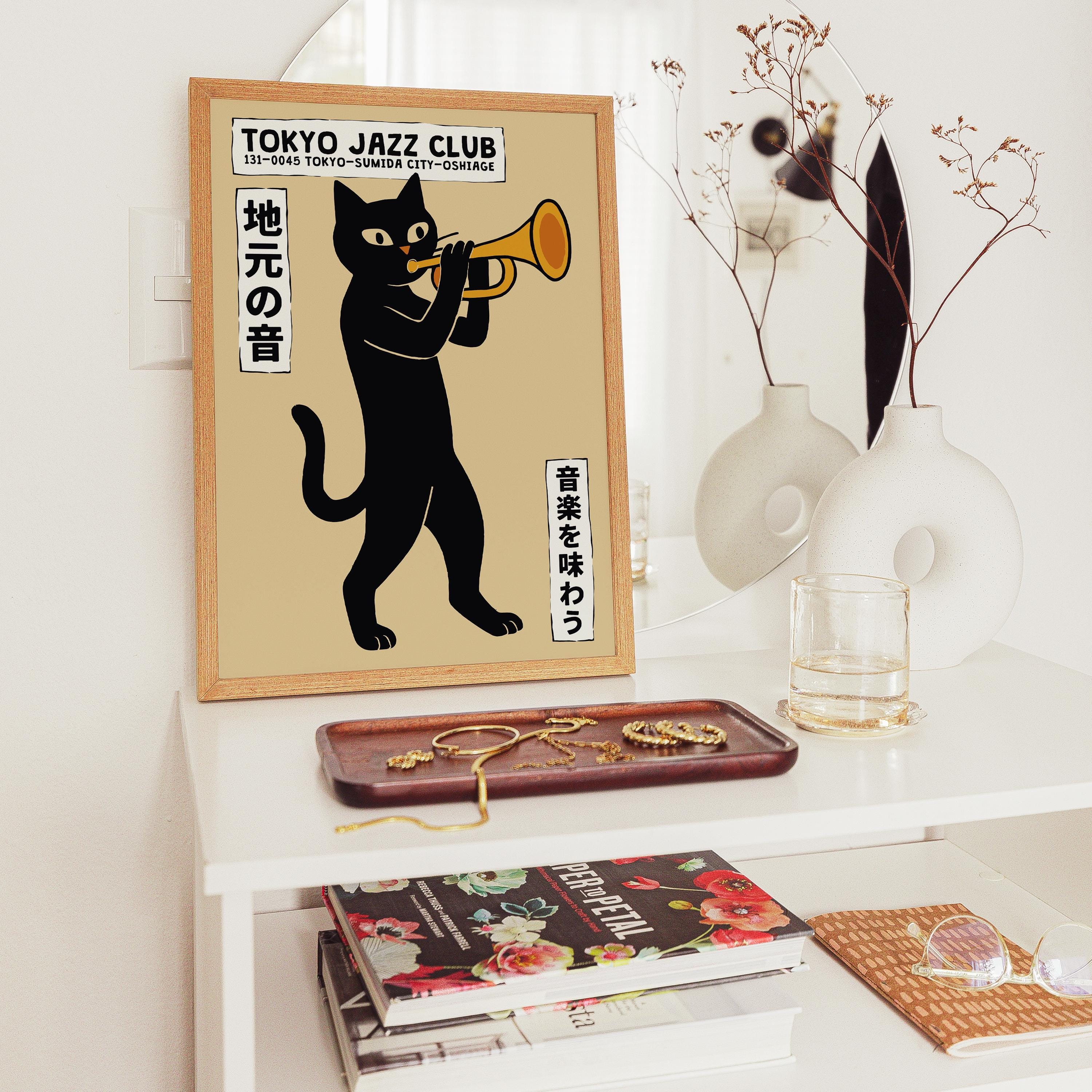 Japanese Jazz Cat Print: Tokyo Jazz Club Wall Art - Etsy