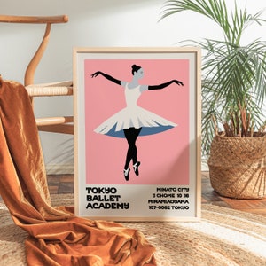 Tokyo Ballet Academy Poster, Elegant Ballerina Dance Wall Art, Pink and Black Minimalist Decor, Collectible Japanese Ballet Print image 10