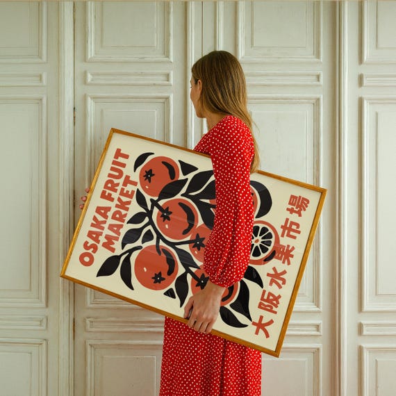 Osaka Fruit Market Poster - Japanese Wall Art Kitchen Decor