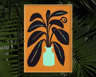 Mid Century Modern Floral Poster: Retro Plant Art Print