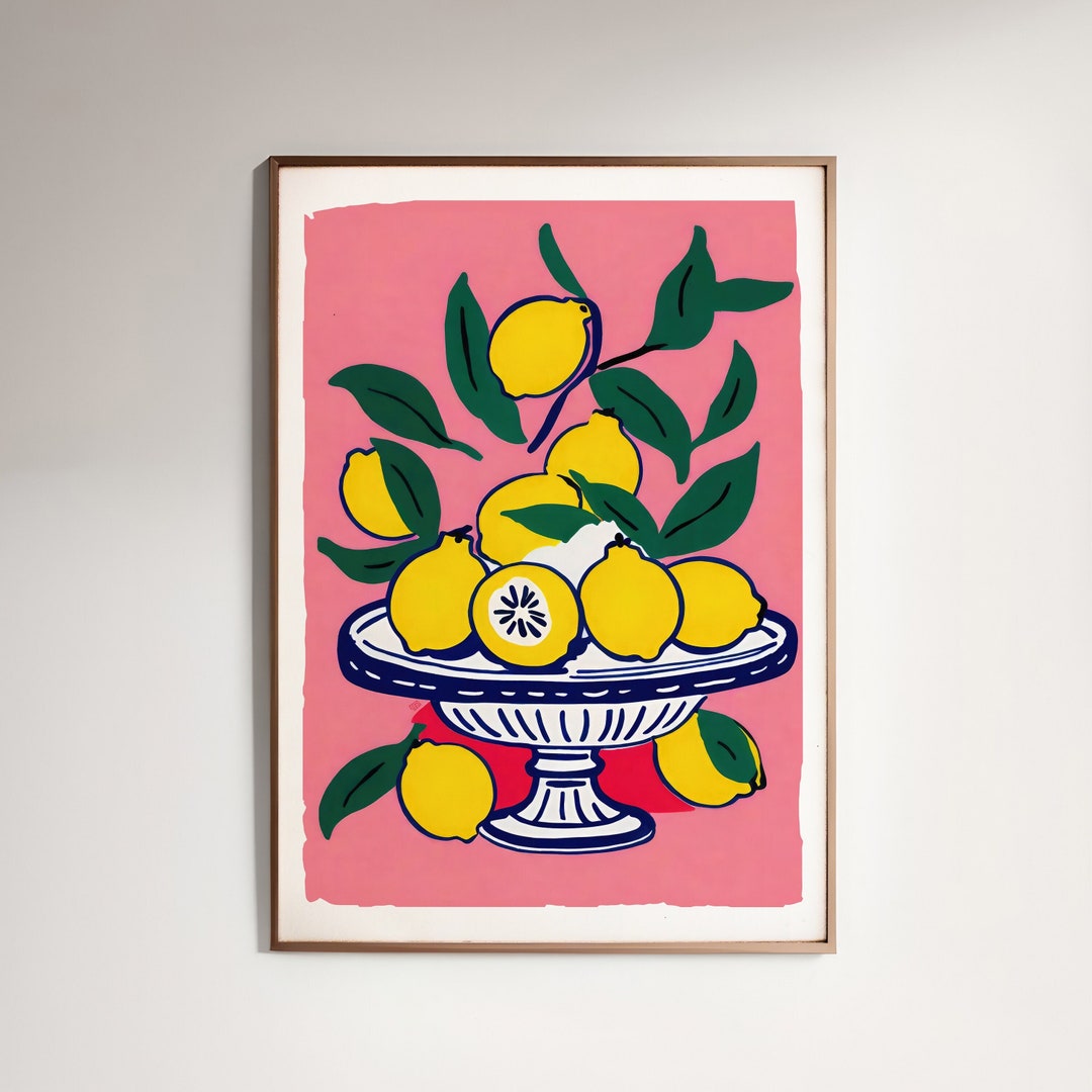 Italian Lemons Art Print Hand-painted Citrus Poster, Modern Kitchen ...