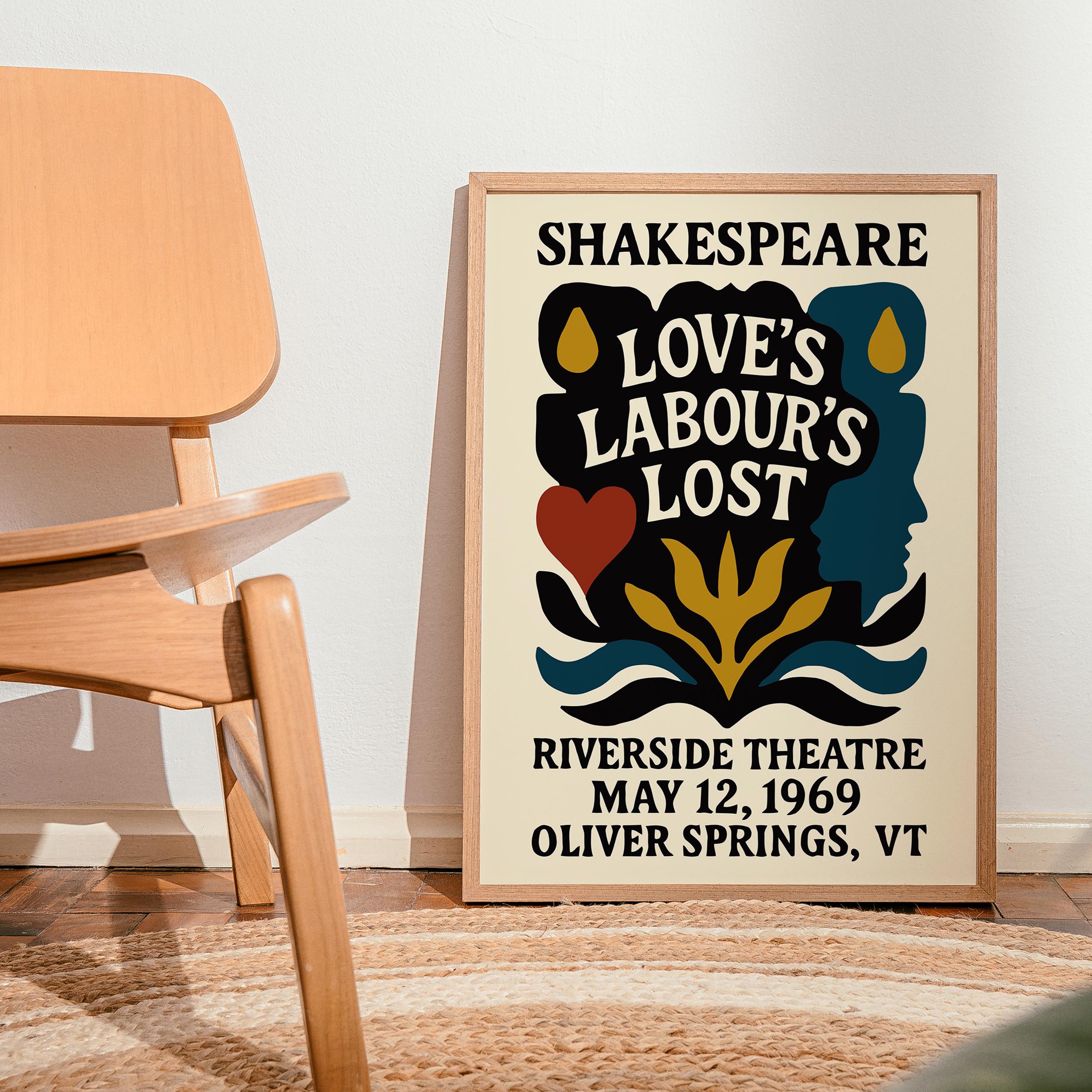 Vintage Shakespeare Poster: Love's Labour's Lost, 1969 Mid-century