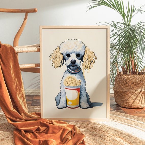RAMEN POODLE POSTER Quirky Noodle Dog Wall Art Print Funny Dog Artwork Cute Artwork Gift Idea Cute Pet Art Mailed Posters Etsy