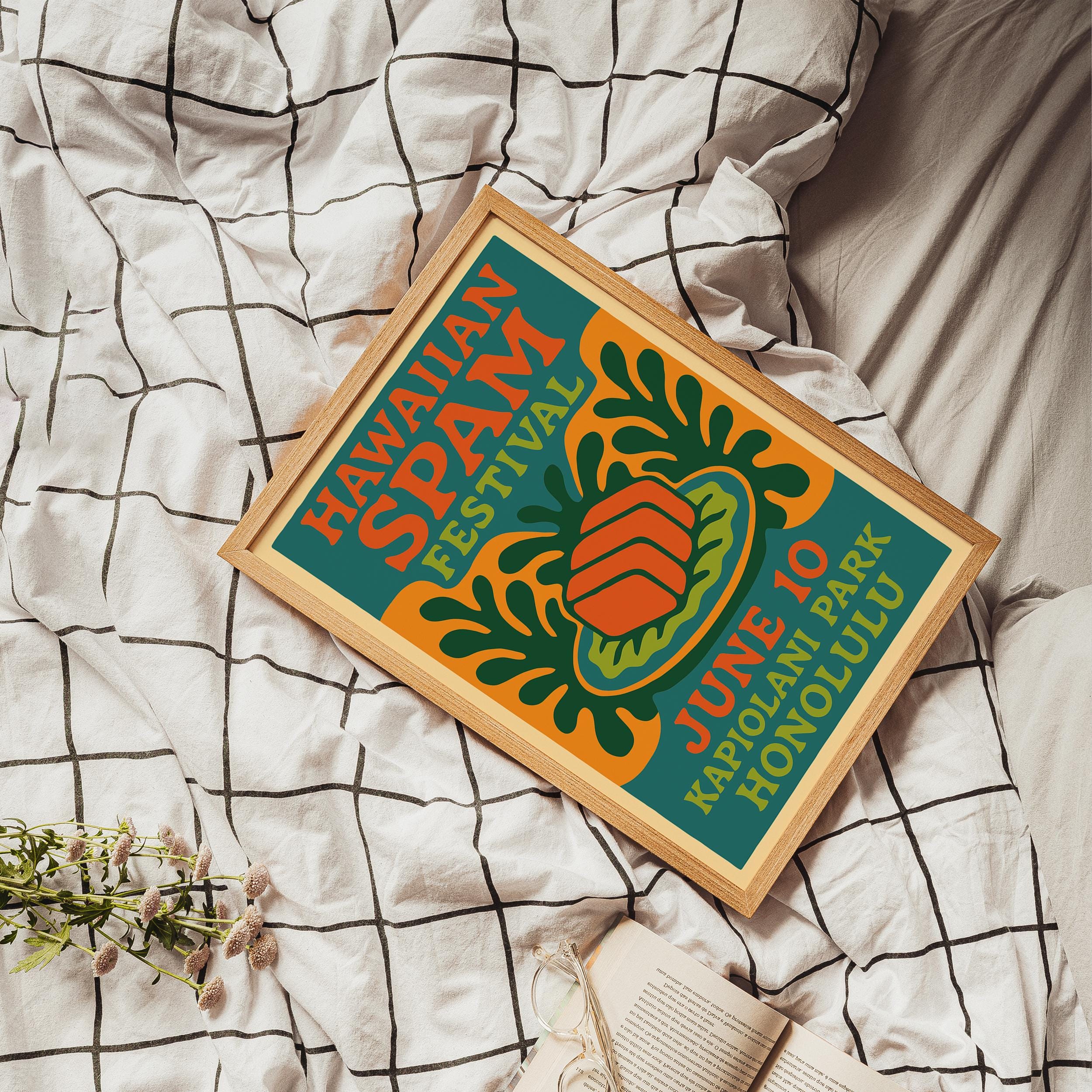 Hawaiian Spam Festival Poster - Tropical Wall Art Kitchen Decor