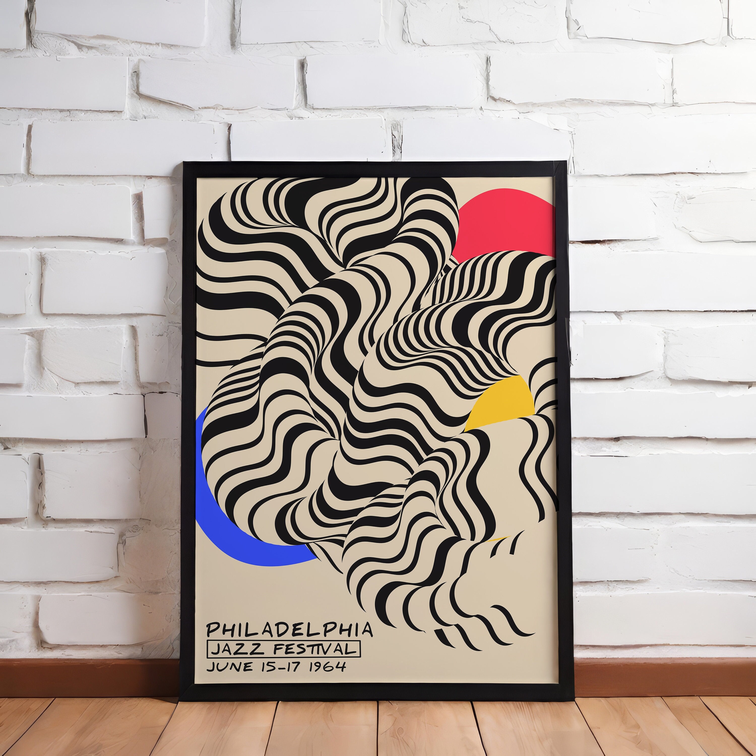 絵画 JAZZ ART 1964 Philadelphia Jazz Festival Poster: Retro Music Art