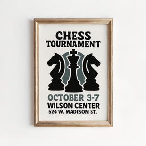 Vintage Chess Tournament Poster - Classic High-Quality Mailed Giclee Print for Chess Lovers, Players & Collectors - Unique Wall Art Gift
