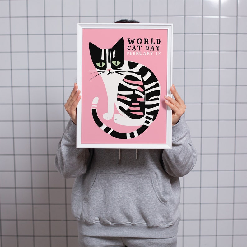 World Cat Day Poster Cute Artwork for Enhancing Walls Etsy