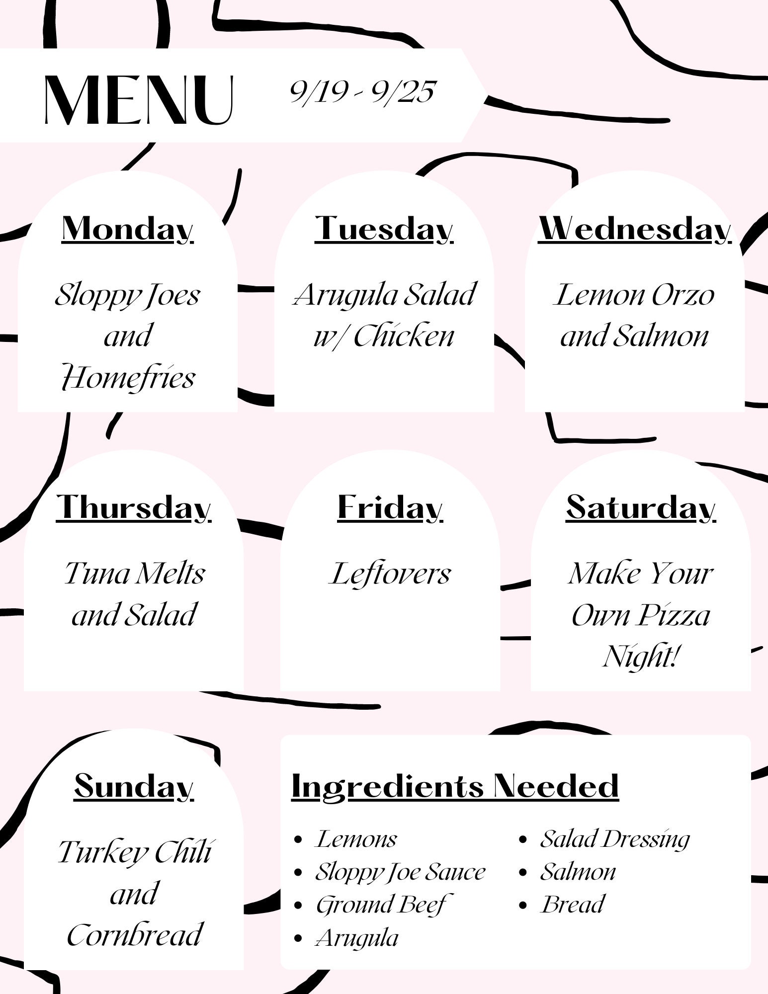 Weekly Meal Plan Menu Template - Etsy