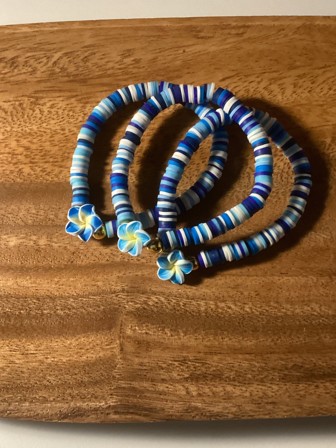 Blue Hawaiian Flower Bracelet Etsy